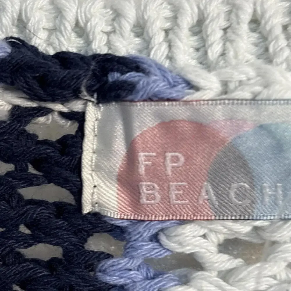 Free People Blue and White Crochet Stripe Sweater - Picture 5 of 12